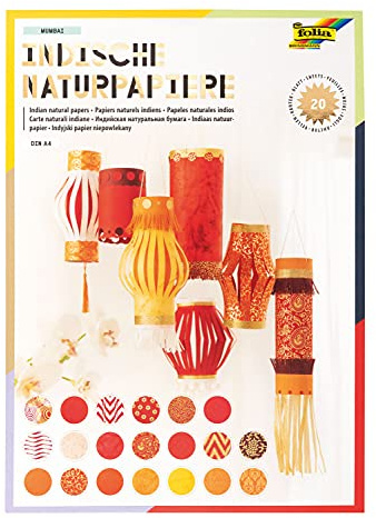 folia 550402 – Kreativt block Colours of India Mumbai, handgjort papper, 20 ark sorterade i olika färger och motiv, DIN A4 – perfekt för gratulationskort, scrapbooking och ädelt hantverk