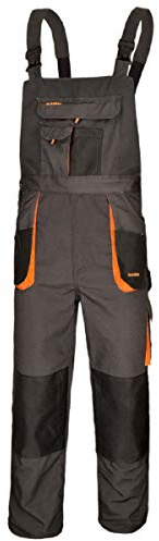 ART.MAS Arbeitshose Latzhose Classic – Robuste Arbeitslatzhose aus Polyester/Baumwolle (270 g/m²), 10 Taschen, Kniepolstertaschen, Graphit Orange