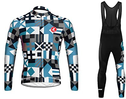 UGLY FROG Herren Fahrradtrikot，Winter Wear Outdoor Herren Radtrikot Set Fahrradbekleidung Langarm Fleece Warm Fahrrad Trikot und Radlerhose mit 3D Sitzpolster