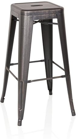 hjh OFFICE Barhocker aus Metall, stapelbarer Hocker Industrial Design | Tresenhocker bis 150 kg belastbar, stabile Stahlkonstruktion, Schwarz/Gold