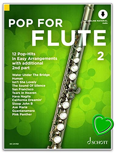 Pop For Flute 2 : 12 Pop-Hits in Easy Arrangements with additional 2nd part - Notenbuch mit Online Audio und Notenklammer