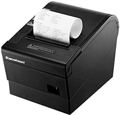 EXCELVAN Thermodrucker, 80 mm, 300 mm/s, Hochgeschwindigkeitsdruck, tragbar, automatischer Schnitt, mit seriellem USB-Port, Schublade, für Restaurant, ESC/POS Shop
