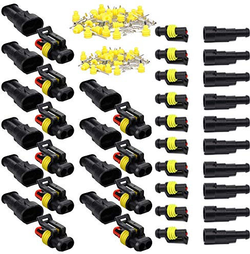GTIWUNG 20 Kit 2 Pin & 1 Pin Way Waterproof Electrical Wire Connector Plug Socket Male and Female PA66 Nylon Housing 1.5mm Series Terminals for Motorcycle Scooter Auto Truck Marine