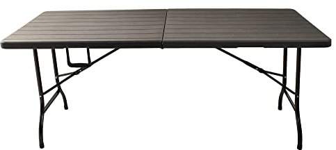 VERDELOOK Tavolo pieghevole in plastica HDPE, 180x70 h74 cm, marrone