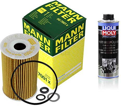 MANN-FILTER Ölfilter HU 7001 x + 2427 Pro-Line Motorspülung