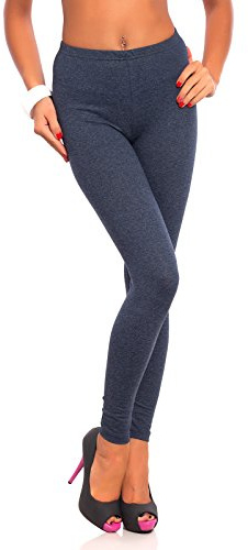 FUTURO FASHION Dam full längd bomull leggings full längd bomull rika leggings för kvinnor UK solid vardaglig sport damer leggings mjuka byxor plusstorlekar 38-28 UK, denim, 40