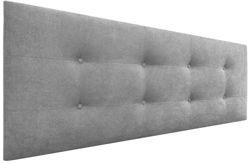 DHOME ACUALINE Gepolstertes Bett-Kopfteil, 8cm dick, Stoff Grau, 160cm (Betten 150/160)