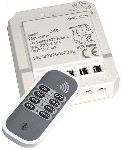 Funk-Sparset-13 Mini-Einbaumodul 2300 mit Handsender ITS-10 Intertechno bestehende Wandschalter bleiben erhalten.