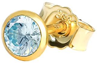 NKlaus Ohrstecker aus 333er Gelbgold 8 Karat mit echtem Blautopas 1 Stück | Naturstein: Steinfarbe kann vom Foto abweichen; ohne Geschenkverpackung