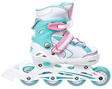 RAVEN Inline Skates Inliner für Kinder Mädchen verstellbar (Lia Mint/Pink, 27-30 (21,5cm-24cm))