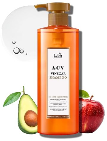 LA'DOR ACV Vinäger schampo 430 ml vinäger schampo balsam behandling slätt glansigt hår låg syra höga näringsämnen skadat hår återfuktar hälsosamt silkeslent och glansigt hår