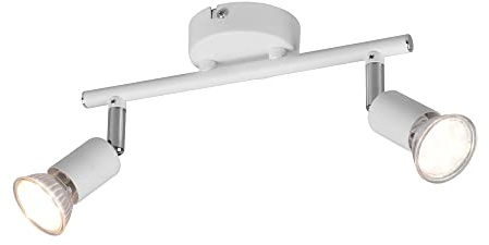 TRIO Lighting R80912031 Foco Sin Bombillas, Blanco Mate, Barra con 2 Luces, Conexión GU10