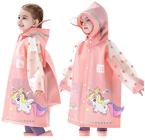 Kids Raincoats Waterproof Rain Jacket Hooded Rain Poncho Toddler Boys Girls Rain Suit Reusable Rainwear with Backpack Cover 3-8 Years