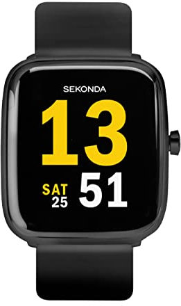 Sekonda Motion 36mm Smart Watch with Heart Rate and Sleep Monitor, Daily Activity, Sports, Music, Weather & Message Functions, with Rubber Strap.