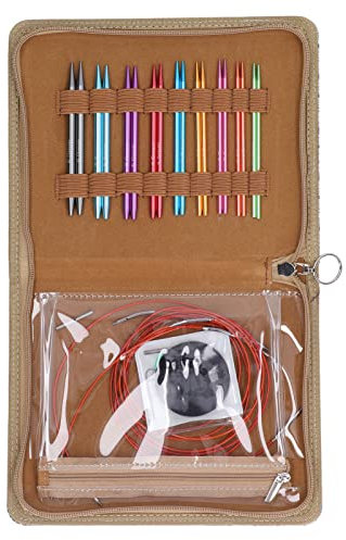 18 Stück Stricknadeln Set Austauschbar Rundstricknadeln 3mm bis 6mm Aluminium Knit Pro Rundnadel Kit mit 40cm-100cm Kabel, Metall Circular Knitting Needles für Anfänger Häkelgarn