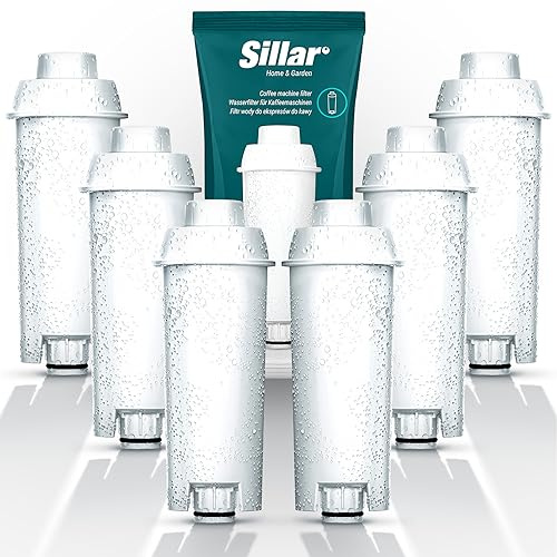 Sillar 6 Pack Wasserfilter für Delonghi Kaffeemaschinen DLSC002, SER3017 & 5513292811 - Kompatibel mit ECAM, ESAM, ETAM Serie | Passt zu Dinamica, PimaDonna | Erhöht die Lebensdauer des Gerätes