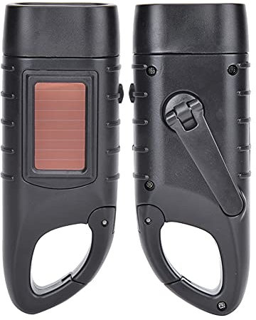 Annadue Durable Dynamo Solar Flashlight, Emergency Flashlight, Small Manual LED Emergency Tool Torch Lamp for Climbing for Camping (Black)