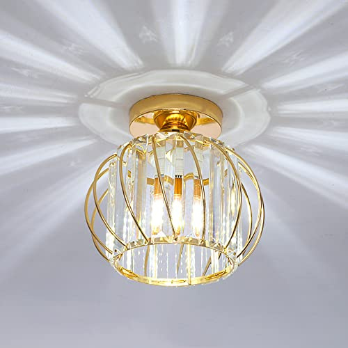 Chao Zan E27 LED Plafoniera Moderna in Cristallo, Lampada da Soffitto a Mini Lampadario in Cristallo per Cucina Sala da Pranzo Ingresso Corridoio Camera da Letto,Lampadina non inclusa (Tipo: A)