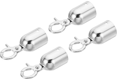 PATIKIL 1.1 Stanchion Rope End Stopper, 4 Pack Cord End Caps Barrier Rope End Cap Snap Hooks for Crowd Control Queue Divider, Silver