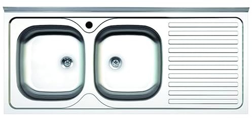 Fregadero de cocina sobre encimera con doble seno escurridor derecho 120x50 cm - Samet SA127DX
