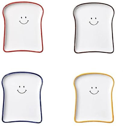 Platos de cerámica para servir ensalada de postre con forma de pan tostado, plato de desayuno para tartas, bandeja de ensalada de pan, plato de postre, vajilla con forma de tostada, regalos creativos,