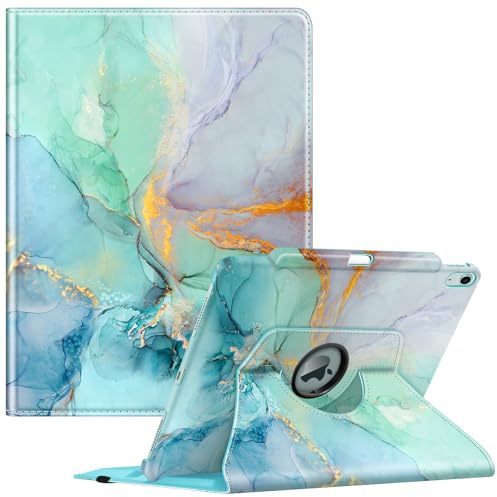 FINTIE Étui Rotatif Compatible avec iPad Air 13 (M2) 2024 - [Pivotant à 360 degrés] avec Porte-Crayon, Mise en Veille/réveil Automatique, marbre émeraude