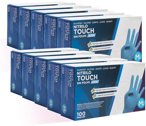 COM-FORT HOUSE Guantes de Nitrilo Touch Azules Talla M 1000 Uds