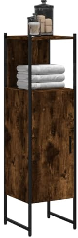 Homgoday Sideboard Cabinet, Bathroom Cabinet, Smoke, Oak 33 x 33 x 120.5 cm, Plywood Floor, Bathroom Cabinet, Storage Cabinet, Storage Cabinet for Bedroom