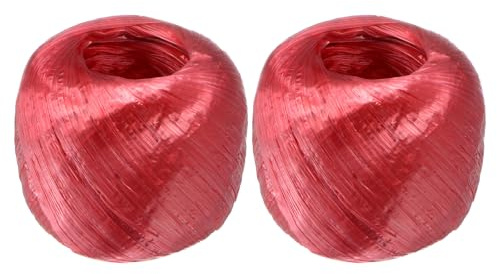 M METERXITY 2-Rolls Polyester Nylon Plastic Rope Twine, 4cm Width 110M Length Household Bundled Plastic Ropes Roll for Crafting/Gardening/Packing/Carrying [360FT/4330IN, Red]