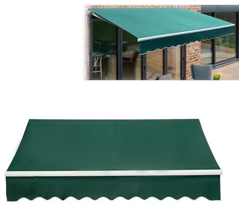 Tenda Da Sole Retrattile Di Ricambio (Senza Telaio) Tenda Da Sole Copertura Tenda Da Sole Avvolgibile In Tessuto Per Esterni 280g 100% Poliestere Per Cortile Ponte Tela Per Tenda Esterno Sole(Green,3.