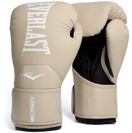 Guanti da Boxe Everlast Elite 2 10oz, Champagne, per Sacco, Allenamento e Sparring, Chiusura a Strappo, Barra Ergonomica, Schiuma a Strati - Autentico Everlast