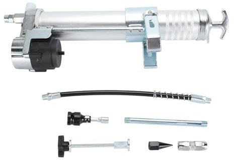 flexman Professionelle Dual Mode Fettpresse mit Pistolengriff, Geteilter Fettpressenkopf mit 600 Cc 12.000 PSI, Hochleistungs Adapter Befestigungsset für Bohrmaschine Fettpresse