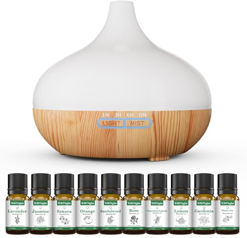 Aroma Diffuser Set for Essential Oils 500 ml Remote Control, 14 LED Colours & 4 Timer Settings - Ideal for Relaxation, Wellness & Aromatherapy
