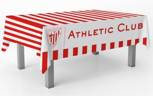 FIESTORA, Mantel Athletic de Bilbao, Mantel para Fiesta de Cumpleaños Temática, Decoración para Celebración, Diseño Colorido y Resistente, 120x180 CM,