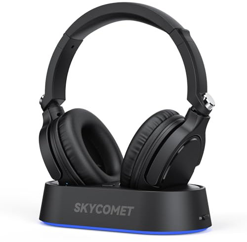 Auriculares inalámbricos para ver la televisión, auriculares inalámbricos para personas mayores con base de carga transmisor, auriculares Bluetooth de 65 horas compatibles con todos los televisores