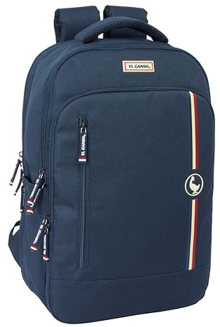 safta EL OCA ECLIPSE Laptop ryggsäck 15,6 tum med laptopficka och USB-kontakt, perfekt för ungdomar i olika åldrar, bekväm och mångsidig, kvalitet och hållbar, 29 x 15 x 44 cm, marinblå, M