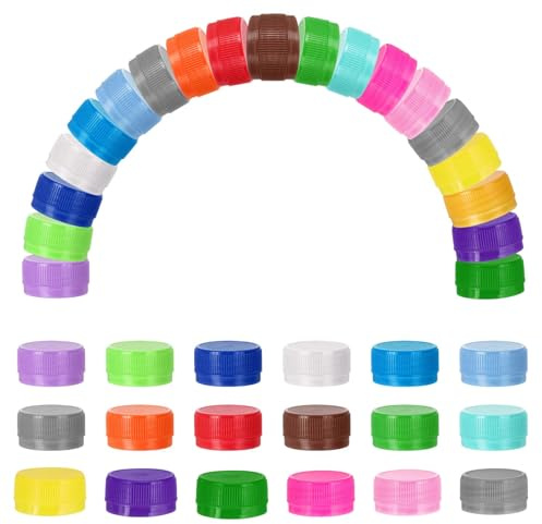 sourcing map 100pcs Plastic Bottle Caps, 30mm Bottle Screw Lid Top Water Bottles Top Cap for DIY Development Imagination Intelligence Craft Scrapbook Creative Gifts, Mixed Color