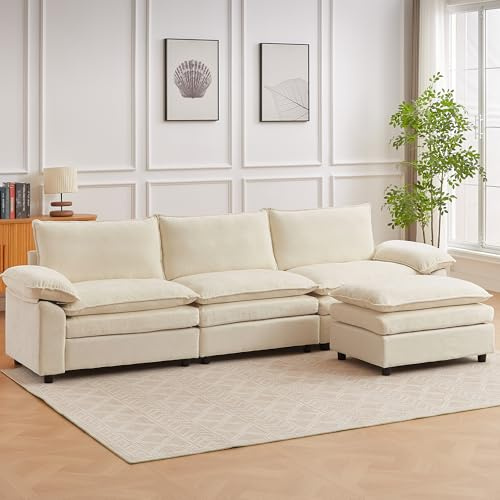 JIEXI Ecksofa Mit Schlaffunktion, Sofas Und Couchs, Modulares Ecksofa, Wohnlandschaft U Form, L Form Eckcouch, Für Couch Wohnzimmer Schlafzimmer Büro Wohnung, Chenille-Stoff 288 x 132 cm