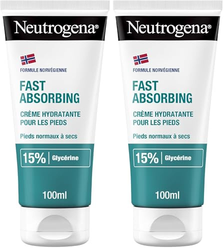 Neutrogena | Crème Hydratante Pieds Absorption Rapide (tube de 100 ml) – Crème pour les pieds normaux à secs avec 15% de glycérine – Soin pieds haute tolérance hydratation 24 h (Lot de 2)