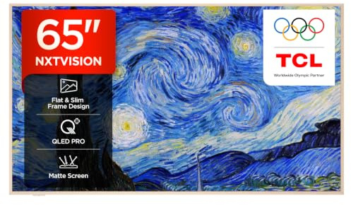 TCL NXTVISION 65A300W-UK QLED PRO 4K Ultra HD TV, 4K HDR PRO, Matte Screen, Smart TV Powered by Google TV (Dolby Vision IQ & Atmos, 144Hz Motion Clarity Pro, compatible with Google Assistant)