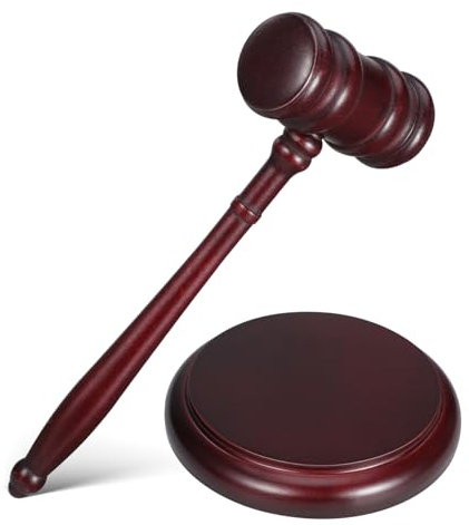 Angoily Martillo Juez Madera Robusto con Base de Madera Elegante para Tribunales Reuniones Ceremoniales Duradero y Clásico para Profesionales Legales