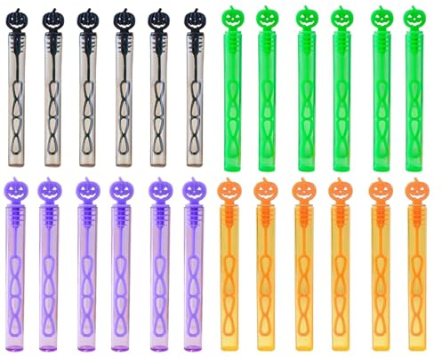 Lot de 24 bâtons à Bulles de Savon pour Halloween - Souffleur à Bulles Pratique - Accessoire de Remplissage pour activités, Salle de Classe, Tout-Petits en extérieur