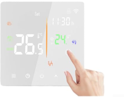 EXTRWORY Thermostat WiFi intelligent pour système de chauffage au sol électrique 16 A 3 A Contrôle d'écran tactile Compatible avec chauffe-sol Blanc 3 A