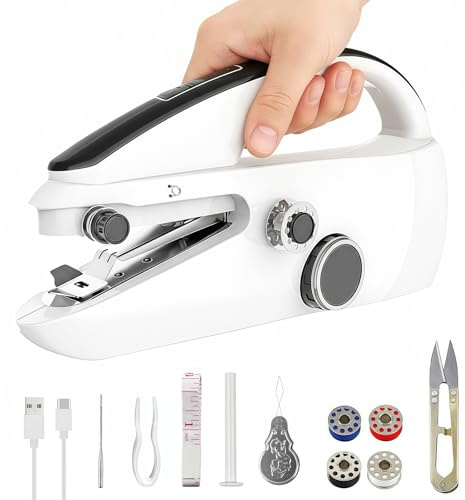 Macchina da Cucire Portatile, Qoosea Mini Macchina da Cucire Elettronica a 2 Velocità per Principianti, Cucitrice Portatile per Tessuti, Abbigliamento, DIY, Sewing Machine per Casa e Viaggi
