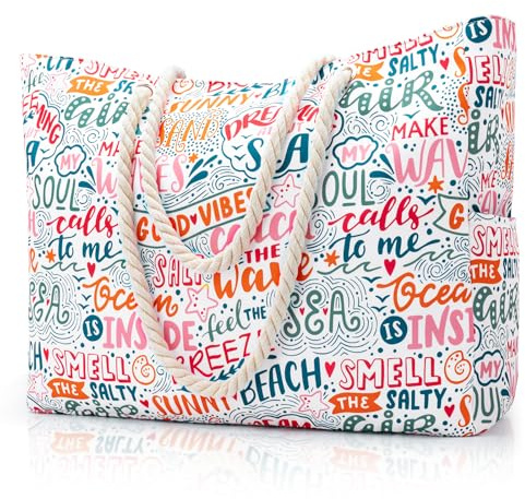 benpen Strandtasche XXL Familie mit Reißverschluss, Große Leo Badetasche Schwimmtasche Damen Faltbar, Beach Bag Strand Tasche Daily Shopper Sommertasche für Strand Reisen Urlaub Schwimmbad Pool