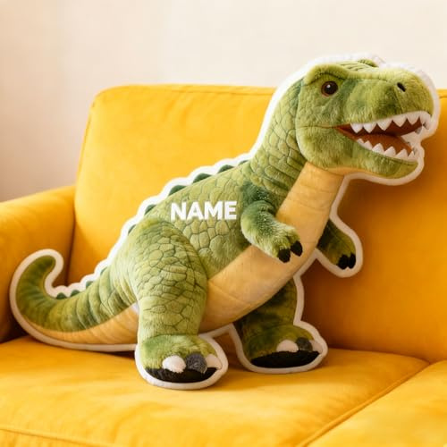 HCLRIU Personalized Dinosaur Shaped Pillow, Custom Name Plush Stuffed Pillows, Suitable for Beds, Sofas, Bedrooms, Living Rooms Custom Decorative Cushion Gifts for Boys and Girls