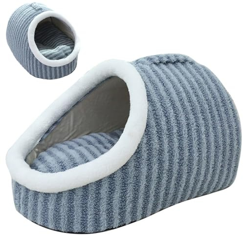 Lit Couvert pour Chat, lit pour Chien recouvert de Peluche Chaude avec Tapis Amovible et poignée Lavable Doux pour Chiot Chaton Petit Animal de Compagnie, Chat 18 x 12 x 10 Pouces avec Housse à ca