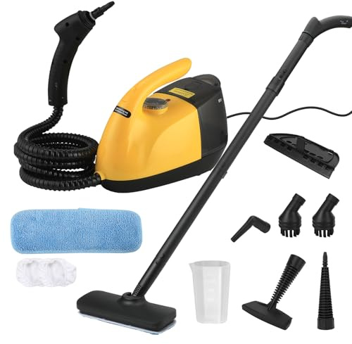 Pulitore a vapore manuale 1800 W, cavo di alimentazione 1,5 m, temperatura elevata 329 °F/165 °C, 3 livelli di pulizia, per auto, finestre, cucina, pavimento, mobili