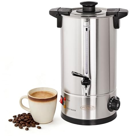 Hakka Percolateur à Café 15,3L/110 Tasses, Professionnelle Percolateur en Acier Inoxydable, Grand Distributeur de Café, Commercial Percolateurs électrique avec Indicateur de Niveau D'eau (Max: 14,0L)