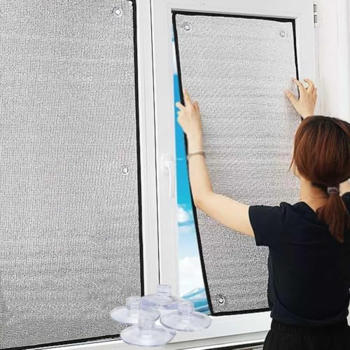 8.0mm Película para Ventanas Reflectante De Calor para Salas De Sol, Balcón | Lámina Aislante Termico de Aluminio, Película de Privacidad Opaco Total para Balcony, Coche, Baño(95x140cm)